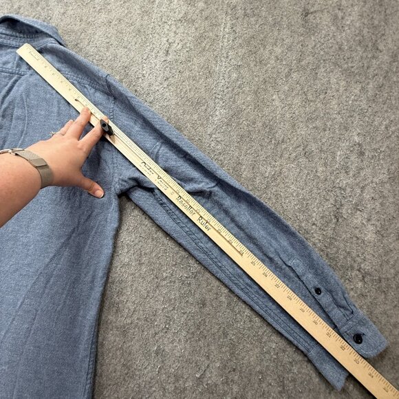 Outerknown Chambray Shirt Men M Blue Long Sleeve Utility Pocket Button Up - Picture 12 of 14